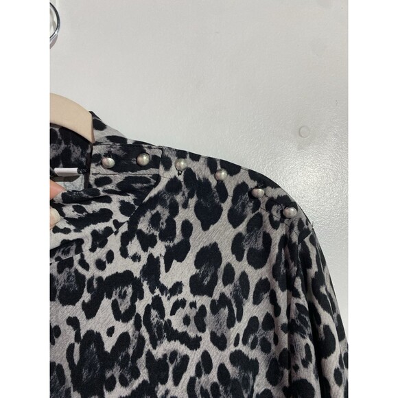 Susan Graver Top 3X Black Leopard Liquid Knit Cocktail Office Old Money Artsy - Picture 3 of 9